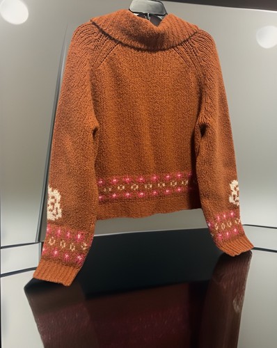 Cardigan Maeve by Anthropologie Swan Zip Maglia Lana Ruggine Lg Oversize Comodo - Foto 11 di 19