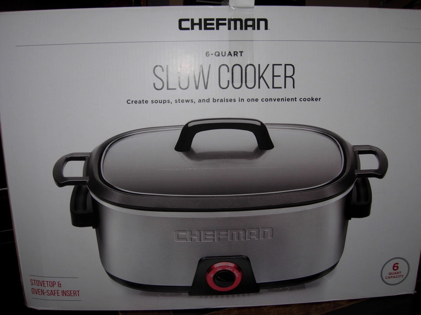 Chefman 6 Qt. Slow Cooker 6-quart, STOVE TOP & OVEN-SAFE INSERT NEW
Opens in a new window or tab