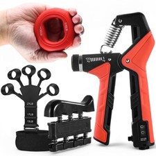 Grip Strength Trainer Kit, 4 Pack Hand Gripper Strengthener with Adjustable R...
