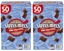 2 Boxes - Swiss Miss Milk Chocolate Hot Cocoa Mix 1.38 oz - 50 ct (Total 100 Ct)
