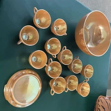  Carnival Glass; Punch Bowl w/10 cups & base. In PERFECT CONDITION. 