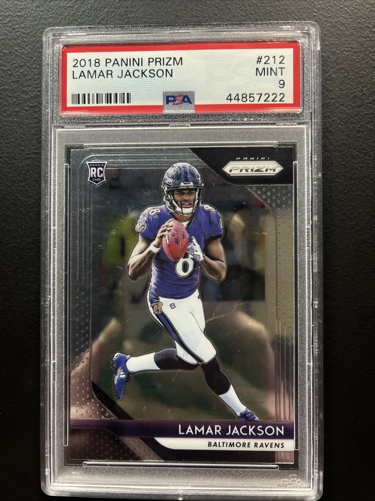 2018 Panini Prizm Lamar Jackson 212 Baltimore Ravens RC Rookie PSA 9 Mint