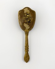 VTG Victorian gold plated hair brush nylon bristles USA made