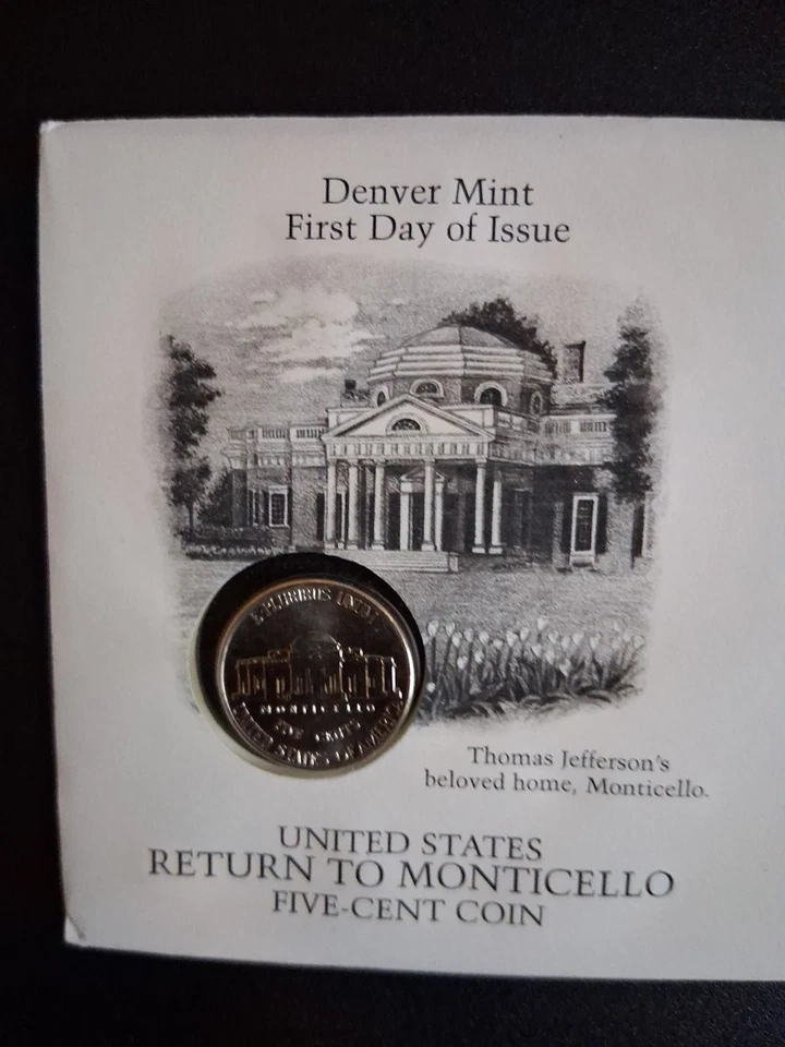 United States  Return To Monticello Five Cent Coin Denver Mint First Day Issue - Image 3 of 4