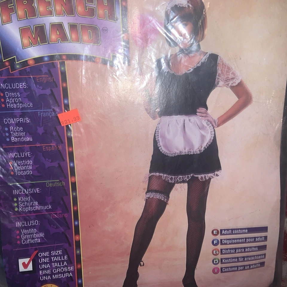 French Maid Dress, apron and headpiece Adult Costume Halloween - Image 3 of 4