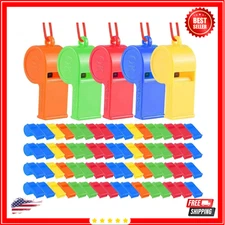 72Pcs Plastic Whistles, Bulk Whistles, Training Sports Whistles with Lanyard, Lo