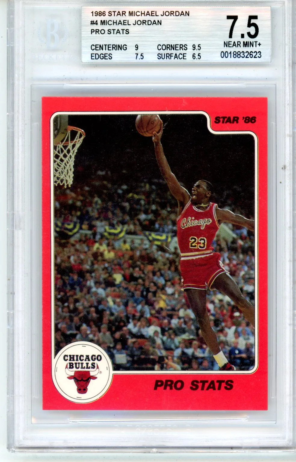 1986 Star Michael Jordan Pro Stats #4 BGS 7.5 (9.0 Centering, 9.5 Corners) WOW