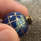 Yellow Gold Tone and Lapis Blue Color Labelled Continents Globe Pendant Untested — photo 8