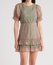 Show Me Your Mumu Tie Open Back Daiquiri Mini Dress Watermelon Floral Size Small