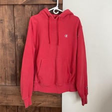 Champion Reverse Weave Faded Hoodie M Red Blank Pullover Sweatshirt Heavyweight