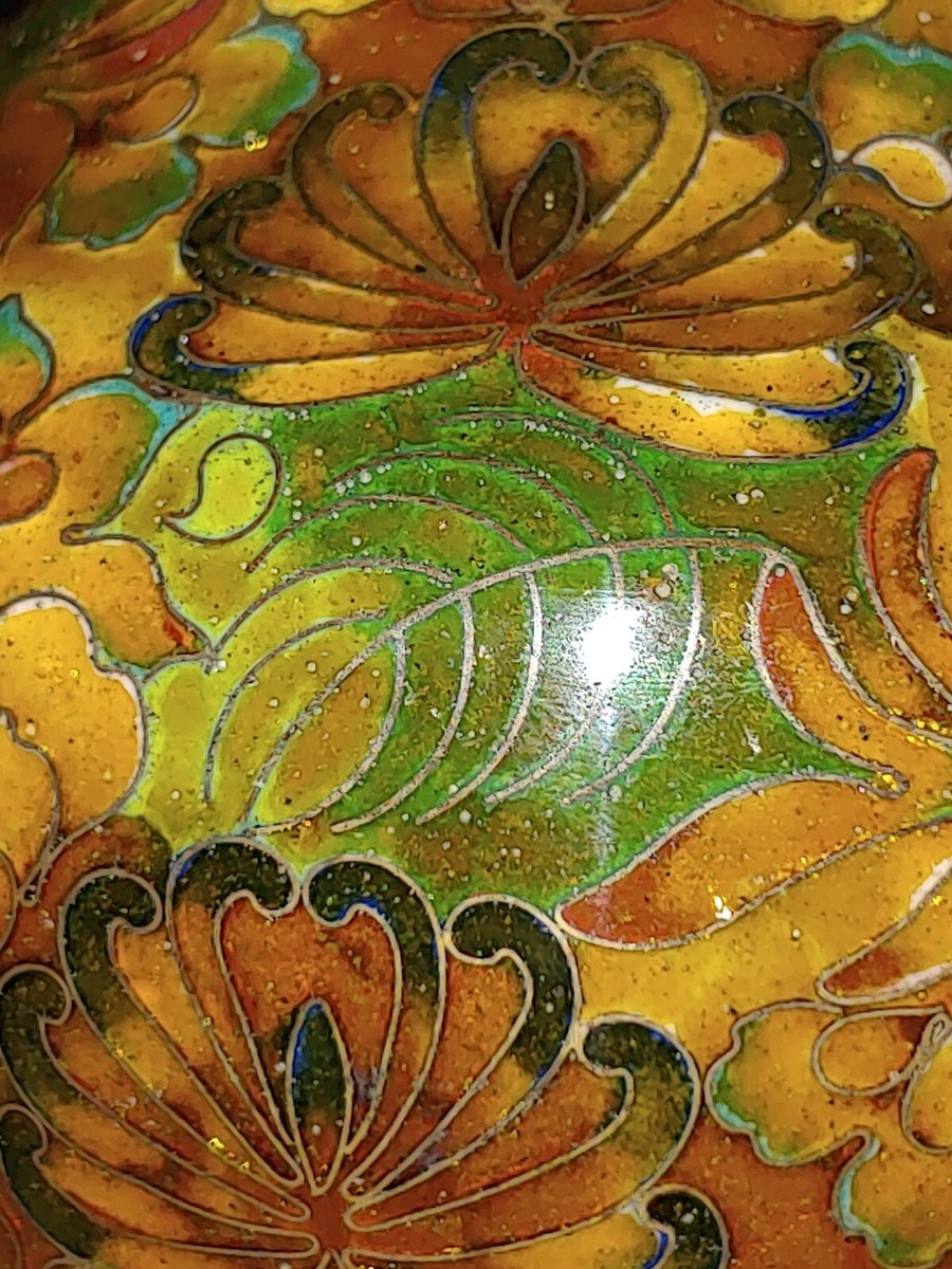 中国清代　香合 清代景泰蓝酱釉百花不露地赏瓶Antique Chinese Qing Cloisonne