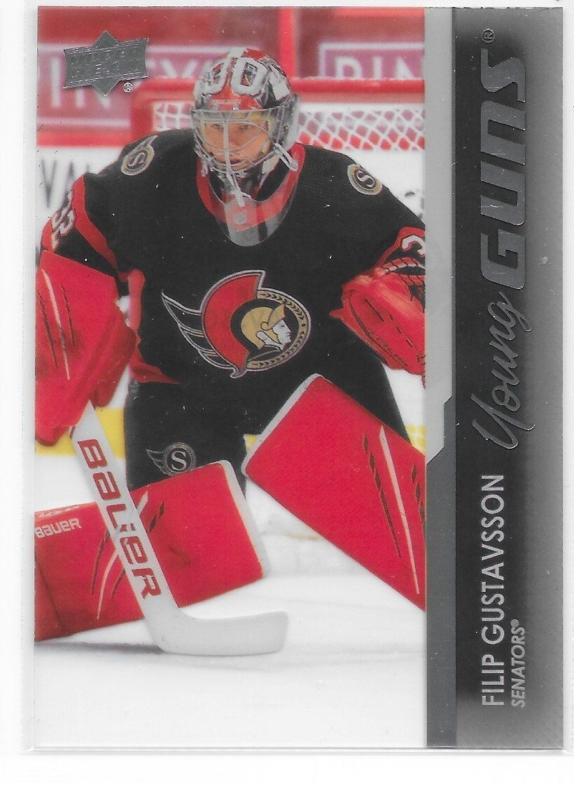 21/22 Upper Deck Clear Cut Acetate Young Guns RC Filip Gustavsson 225 Senators