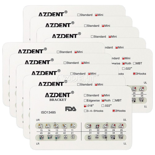 AZDENT Dental Orthodontic Metal Brackets Braces Mini Roth 0.022 Hook3/Hook345 - Picture 15 of 22