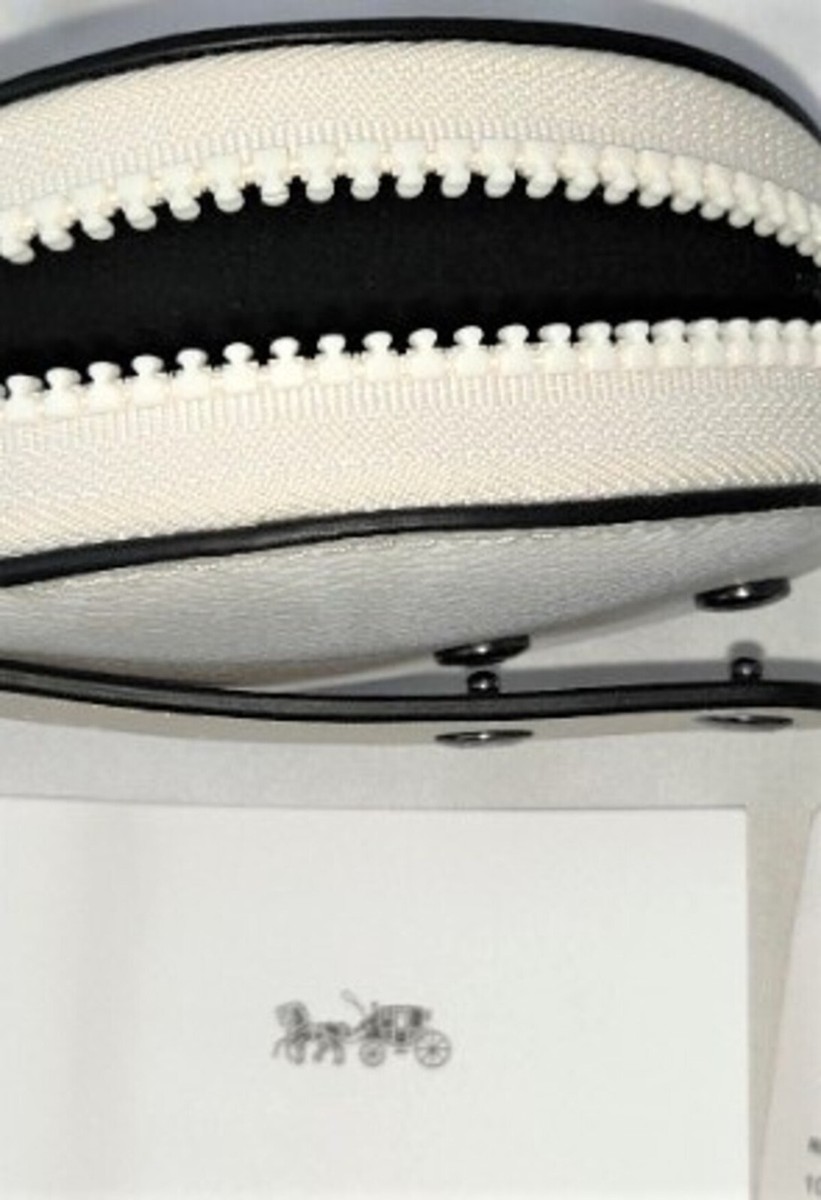 COACH 'Round Hybrid' Zipper Pouch / Case Signature Canvas Chalk