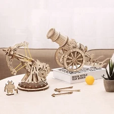 ROKR 3D Wooden Puzzle Justice Guard Epic War Ballista Cannon DIY Model Kids Toys