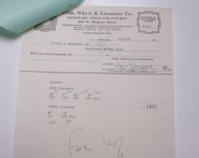 1930 Lamson Goodnow Cobb Whyte Laemmer Co Chicago IL PO ephemera L746D
