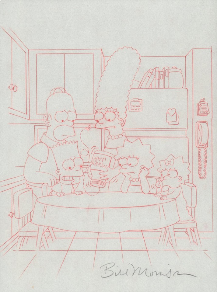 The Simpsons Activity Book Interior - Whole Family is Broke art by Bill Morrison Comic Art