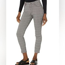 Tommy Hilfiger Womens Printed Skinny Ankle Plaid stretch Black Gray Multi 4