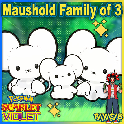 Pokemon Scarlet and Violet Maushold Family of 3 Shiny Non Shiny Best Stats  