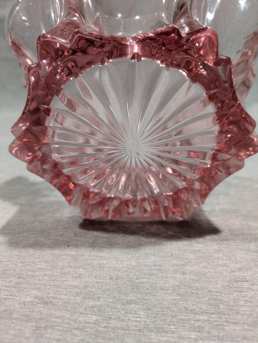 VTG Fenton Pink Glass Basket Ruffled Twisted Handle | eBay