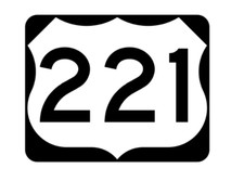 7" us route 221 highway bumper sticker decal usa made