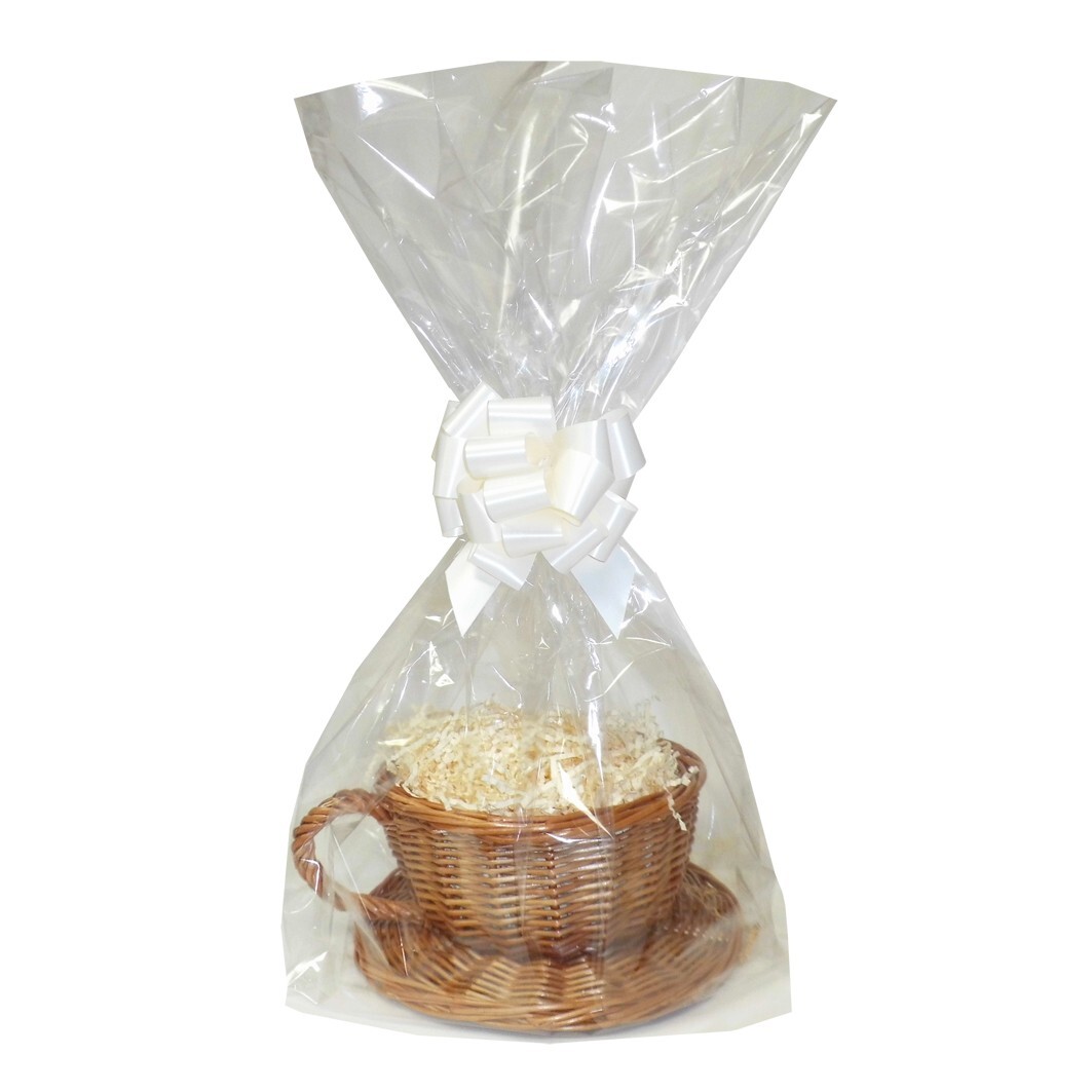DIY Afternoon Tea Gift Hamper Kit - Tea Cup Wicker Basket, Shred, Bag & Bow