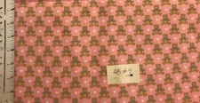 Vintage Tiny Teddy Bears on Pink Cotton Fabric By the Yard