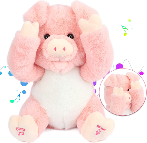 Peek a Boo Pig Plush Toy Interactive Electric Stuffed Animal Repeats What You Sa - Picture 2 of 6