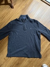 Polo Ralph Lauren Sweater Mens Large Gray 1/4 Zip Pullover, Estate Rib, Pony