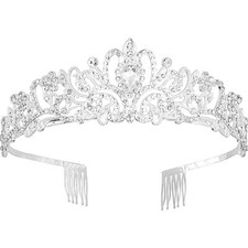 Noonhorse Tiara and Crown for Women Taras for Girls Princess Silver