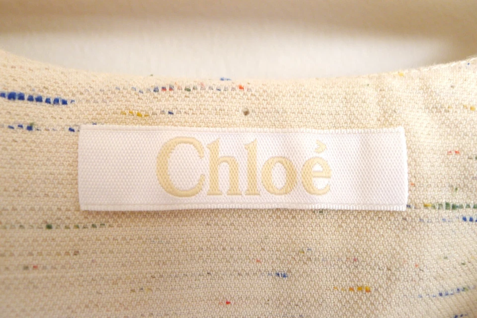 CHLOE Linen Variegated Stripe Crop Open Front Jacket Cape OS NET-A-PORTER $1530 - Image 3 of 4