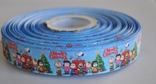 7/8 INCH MERRY CHRISTMAS PEANUTS GANG GROSGRAIN RIBBON - 1 YARD