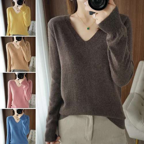 Winter Women Cashmere Sweater Casual V-neck Pullover Fashion Knitted Tops Jumper - Bild 6 von 33