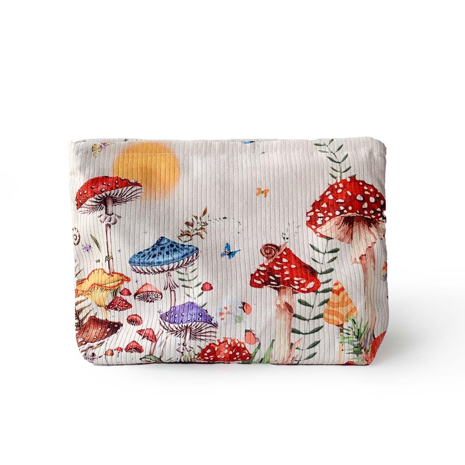 Makeup Bag for Purse, Cute Mushroom Cosmetic Bag with Zipper, Soft Storage Wa...-image
