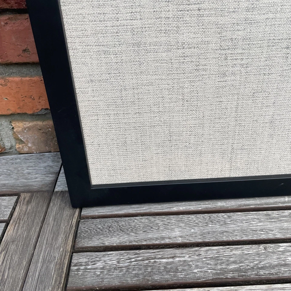 Pottery Barn Burlap Stripe Framed Print Neutrals Red Black Scuffed Read NWOB - Image 4 of 4