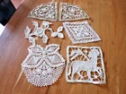 Antique linen set of 6 inlays ecru or beige (ref 24)