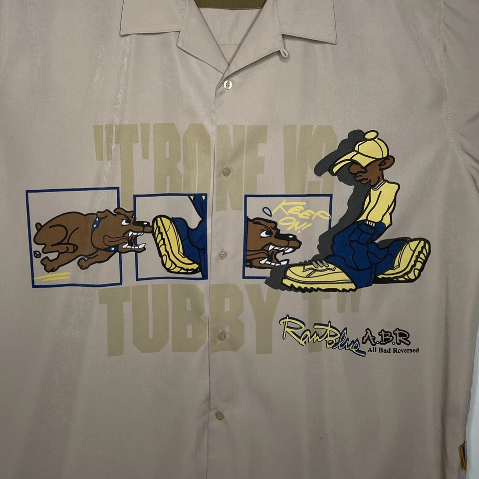 Camisa Denim Azul Crudo Para Hombres 4XL Beige Tubby T. vs Trone Rap Streetwear ABR DE COLECCIÓN Foto 4 de 4