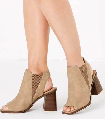 M\u0026S Marks Spencer Black Open Toe Block 