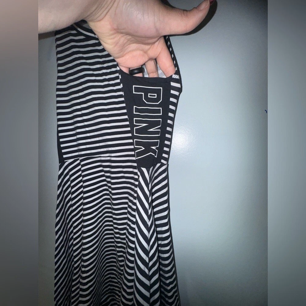 UNDERCOVER Abito skater senza maniche Victoria's Secret ROSA righe svasate nero bianco tg small