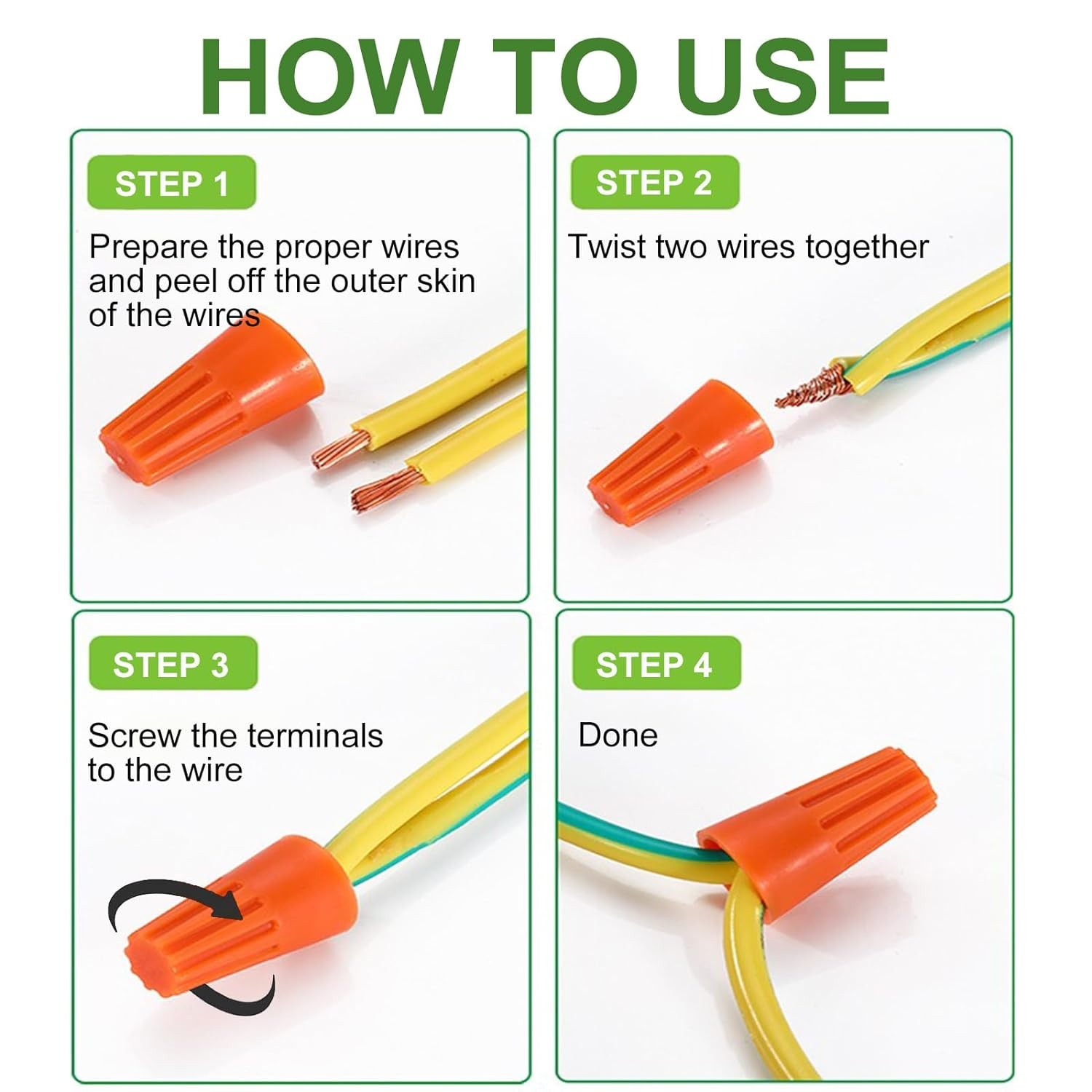 255PCS Electrical Wire Cap Connectors Nuts Kit, 2210AWG Insulating