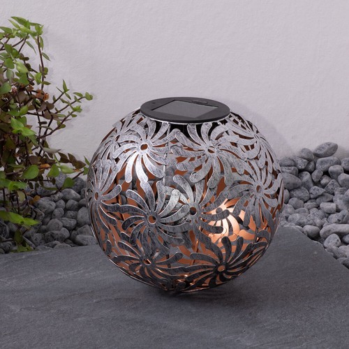 LED Solar Steck Leuchte silber grau Licht Effekt Garten Tisch Lampe Außen Deko - Imagen 10 de 12