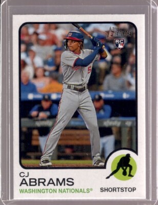 CJ ABRAMS 2022 Topps Heritage Team & Name Color Swap Variation Rookie SP RC #501