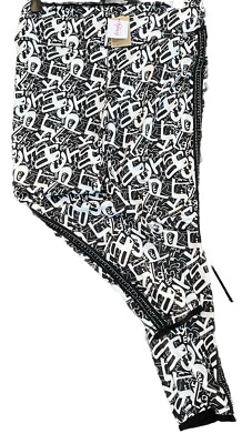 NEU Stretch Legging HOSE TREDY Lettering Glitzer Streifen 48 XXL 