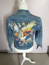 Levi Strauss Type 3 Vintage Floral Bird Embroidered Denim Jacket Orange Tag Smal