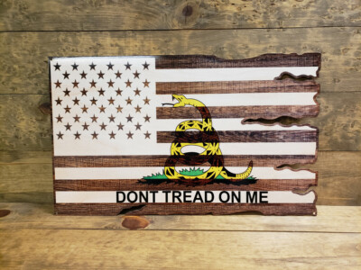 WOOD LOOK TREAD 2ND ADMEN USA FLAG / METAL ART SIGN  - 24'' X 15'' 14 gauge steel