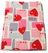 Heart Tablecloth Fabric Cotton 60x84 Oblong NEW Red Pink Print
