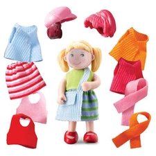 HABA Little Friends Doll Feli with Accessories - Mini Dolls, Dress Up Dolls,