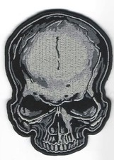 Grey Skull Iron On Sew On Embroidered Patch 3"x 4"