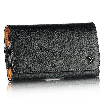 Black Horizontal Belt Clip Holster Leather Pouch Case for Samsung Galaxy S5 - Afbeelding 1 van 4