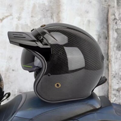 3K Carbon Fiber Motorcycle Open Face Helmet Bluetooth Headset Solt